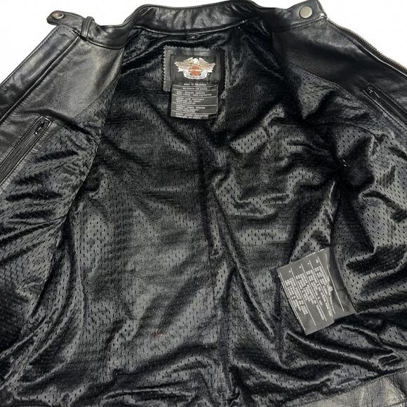 Harley-Davidson Women's Small Leather Motorcycle Jacket with Embroidered Design - Picture 7 of 9